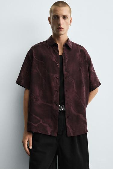 თავისუფალი სტილის პერანგი, Tie Dye პრინტით - Zara-ს Burgundy