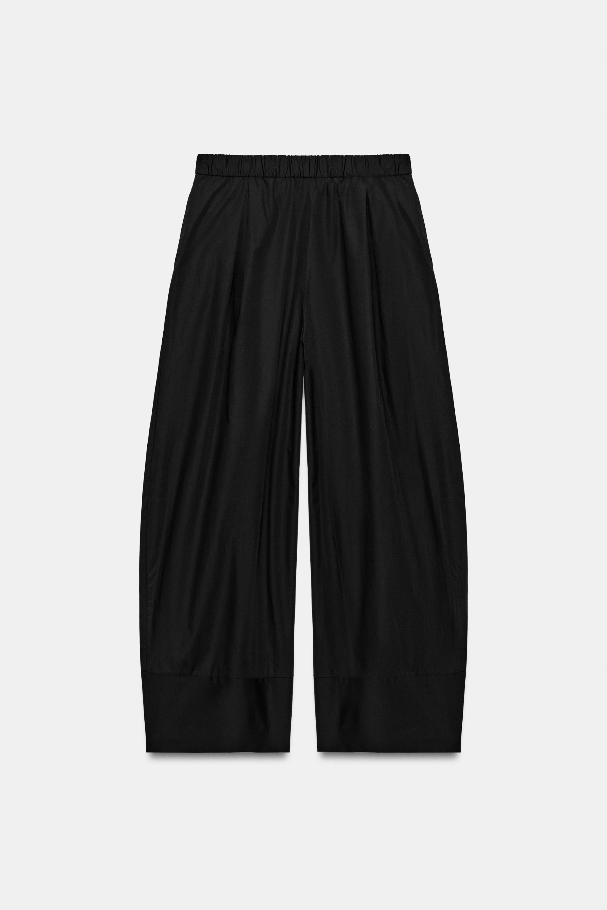 Женские брюки Zara POPLIN WIDE LEG PANTS — фото 8
