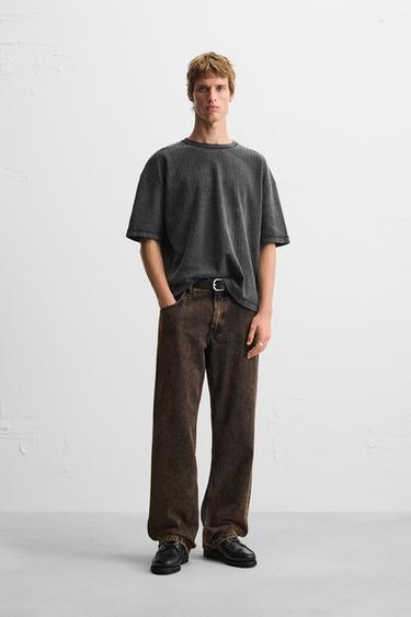 PLAYERA LAVADA ESTRUCTURA PUNTO - Gris antracita de Zara