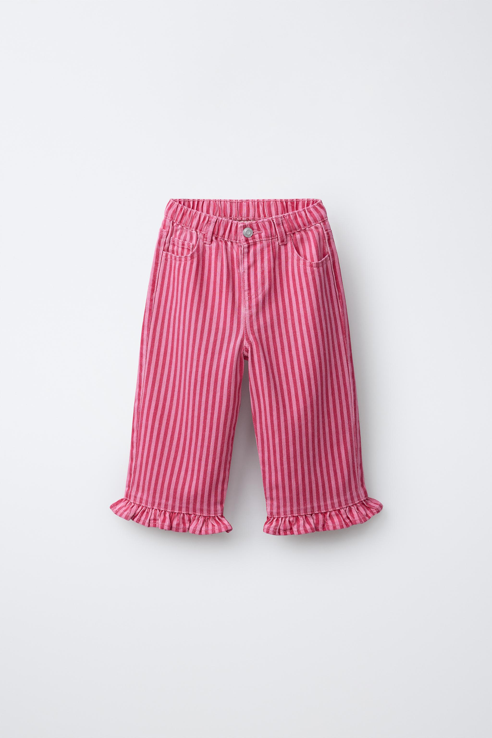 Детские джинсы Zara RUFFLED STRIPED CULOTTES — фото 2