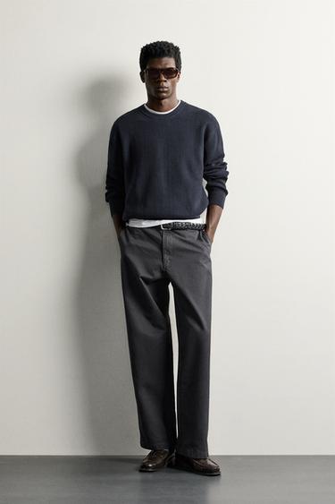 PULL REGULAR FIT EN MAILLE PERLÉE - Bleu marine de Zara - Image 0