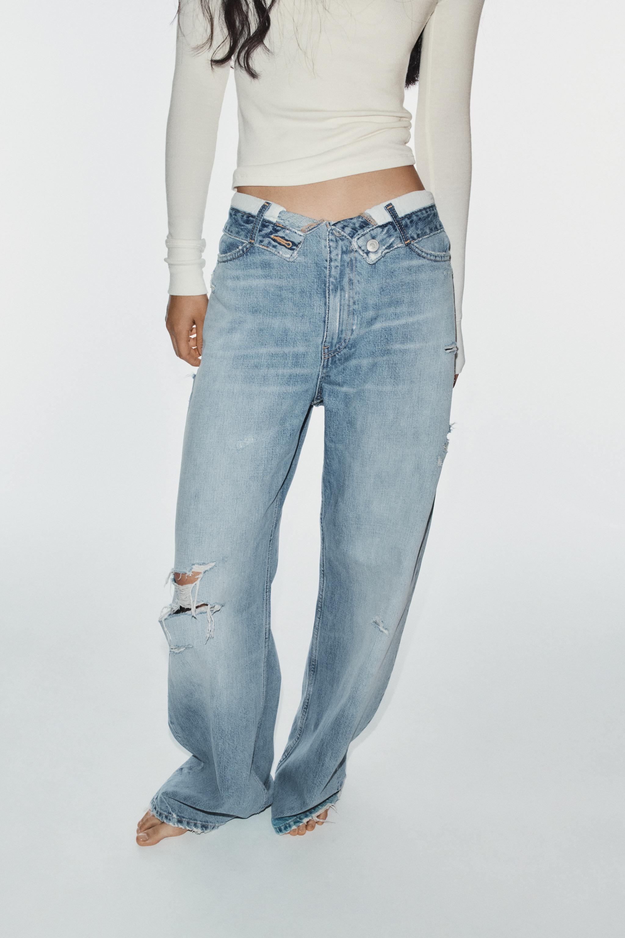TRF MID-RISE FOLDED WAIST JEANS