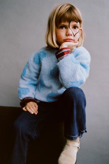 KNIT HEART JUMPER - Sky blue by Zara