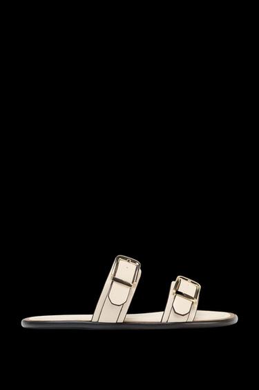 DOUBLE-STRAP BUCKLE SANDALS - Ecru White by Zara - Image 0