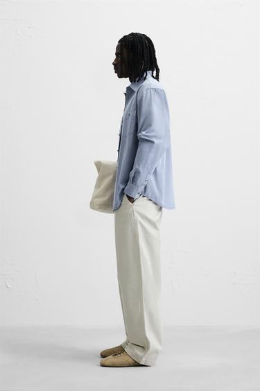 CHEMISE DÉLAVÉE RELAXED FIT - Bleu roi de Zara - Image 3