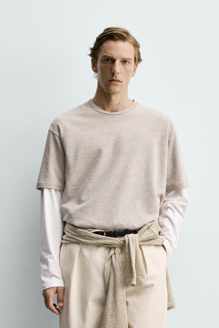 ZARA RELAXED FIT STRIPED T-SHIRT