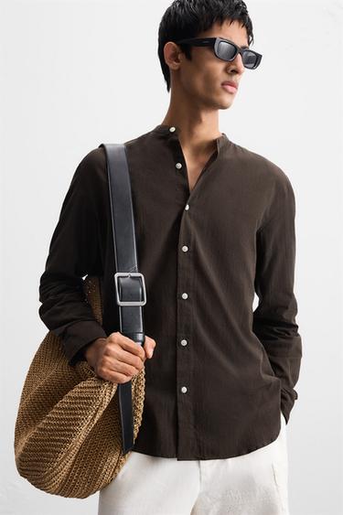 CREASED-EFFECT SHIRT - Brown by Zara