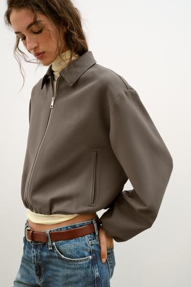 КУРТКА-БАЛЛОН НА МОЛНИИ — СВЕТЛЫЙ ХАКИ от Zara