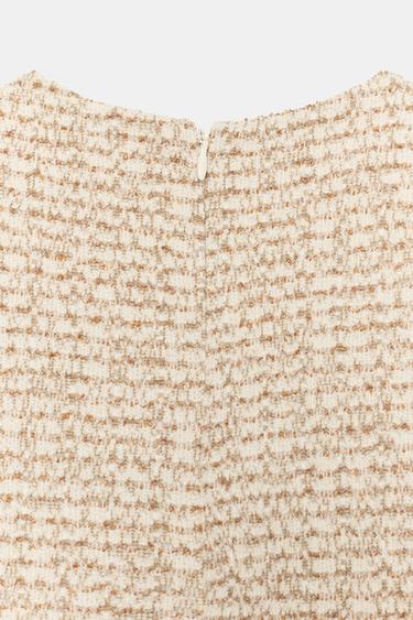 COMBINED TEXTURED DRESS - Ecru / Brown by Zara - Image 2