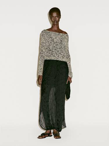 Zara Flecked knit sweater - Limited Edition - White / Navy - Image 0