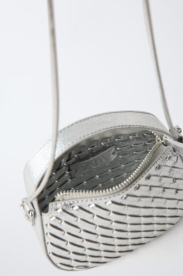METALLIC WOVEN CROSSBODY BAG - Silver by Zara - Image 3