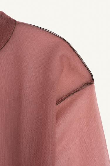 LIMITED EDITION SEMI-SHEER KNIT JUMPER WITH CONTRAST TRIM - Mid-pink by Zara - Image 6