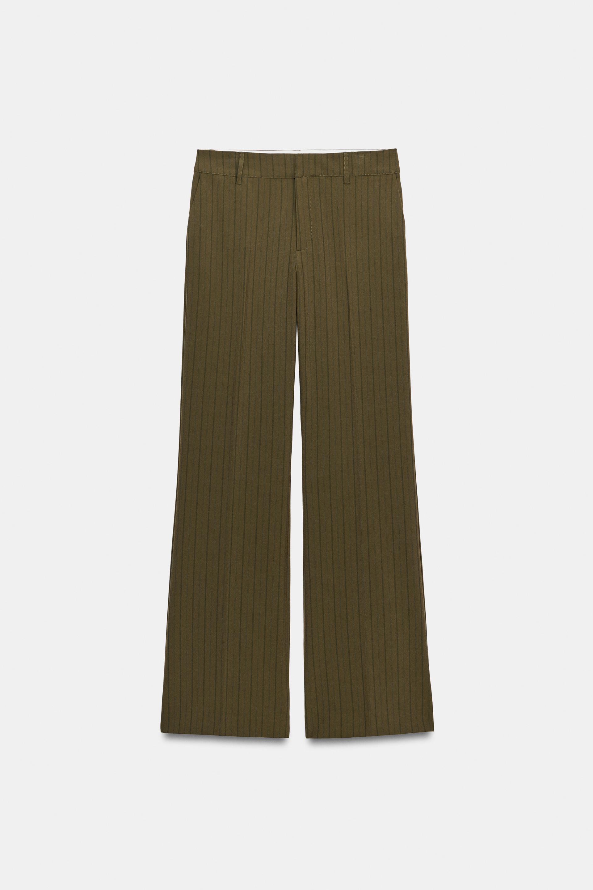 Striped Low-Rise Straight-Leg Trousers