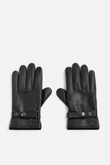 КОЖАНЫЕ ПЕРЧАТКИ С РЕГУЛИРУЕМОЙ ДЕТАЛЬЮ — ЧЕРНЫЙ от Zara — изображение 0