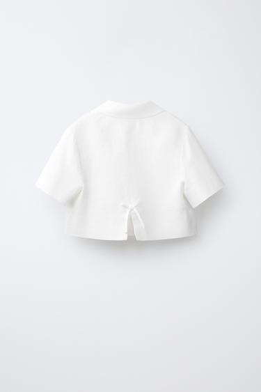 VESTE COURTE 100% LIN - Blanc cassé de Zara - Image 1