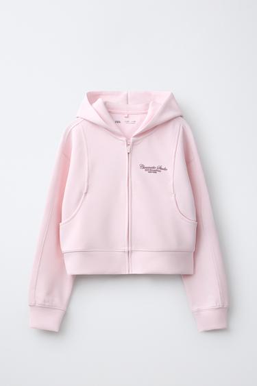 Zara SPORTY HOODIE WITH MODAL - Pastel pink
