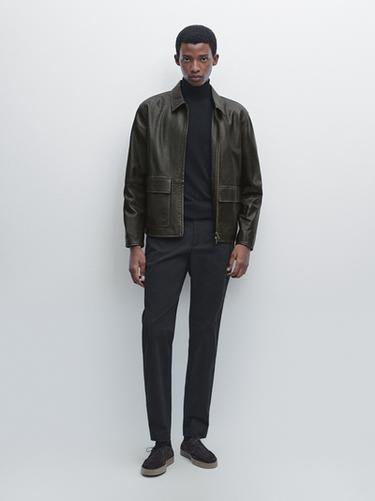 Pantalón slim fit mezcla algodón - Negro de Zara