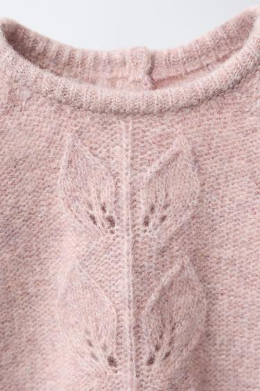 KNIT SWEATER WITH LEAF EMBROIDERY - Light pink by Zara - Image 2