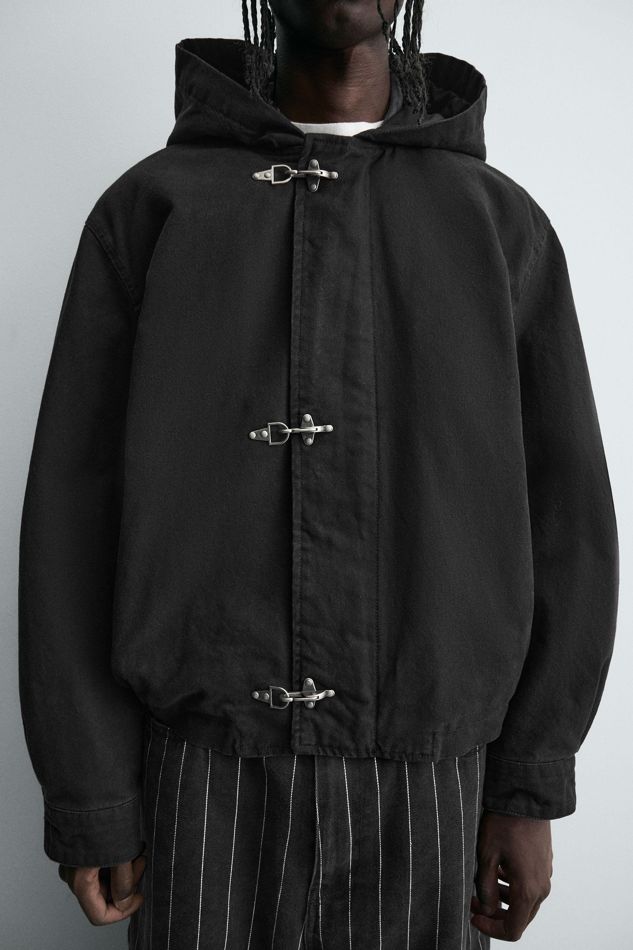 Shop Zara FIREMAN CLASP HOODIE JACKET at Beverly Center in Los