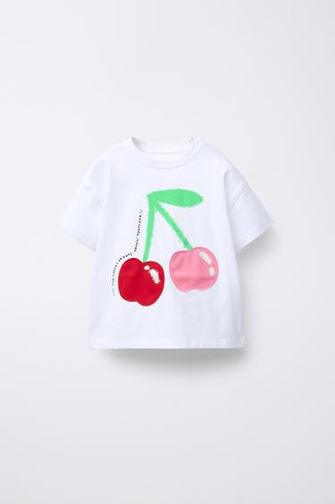 Zara PRINTED T-SHIRT - White