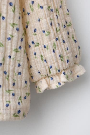 FLORAL TEXTURED SHIRT - Ecru by Zara - Image 3