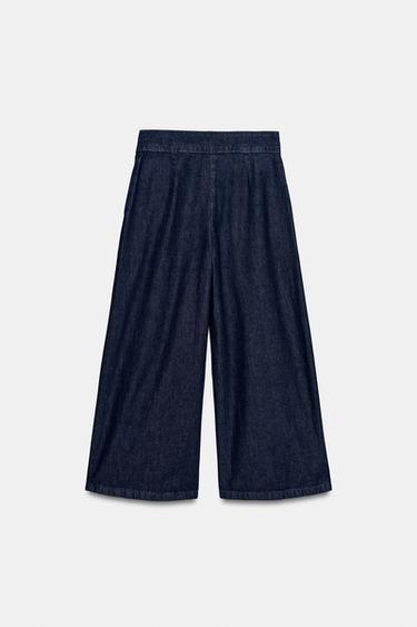 Z1975 HIGH-WAIST CULOTTES WITH PLEATS - Blue by Zara - Image 7