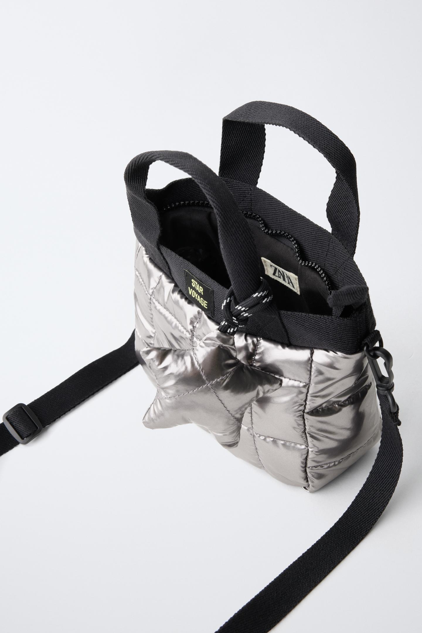 Детская сумка Zara Metallic Padded Crossbody, цвет: Серебряный — фото 5