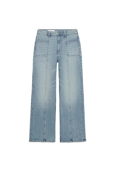 HIGH-WAIST JEANS WITH FRONT SEAM - Light blue by Zara