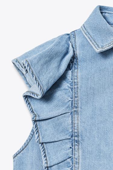 Z1975 DENIM SHIRT WITH RUFFLES - Mid-blue by Zara - Image 5