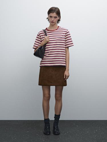 Zara Multi-striped cotton T-shirt with pocket -  - Image 0