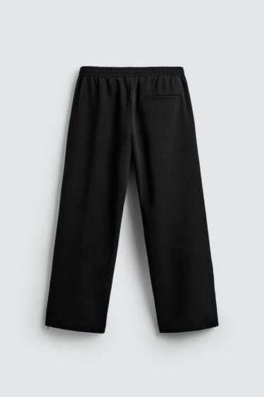 Zara FLOWY ZIPPERED PANTS - Black