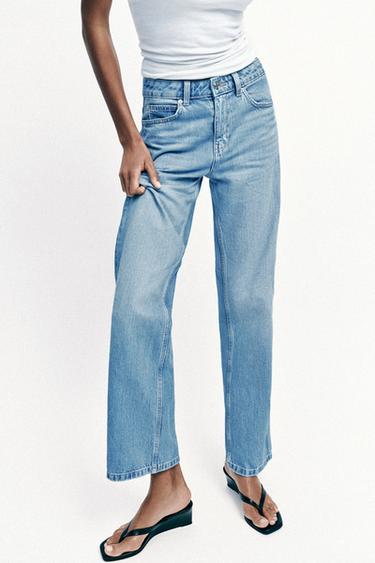 Zara Z.03 STRAIGHT HIGH-WAISTED LONG LENGTH JEANS - Light blue
