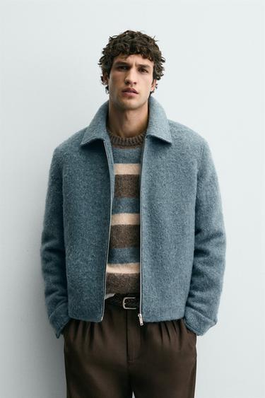 QUILTED OVERSHIRT WITH ZIP - Light blue by Zara