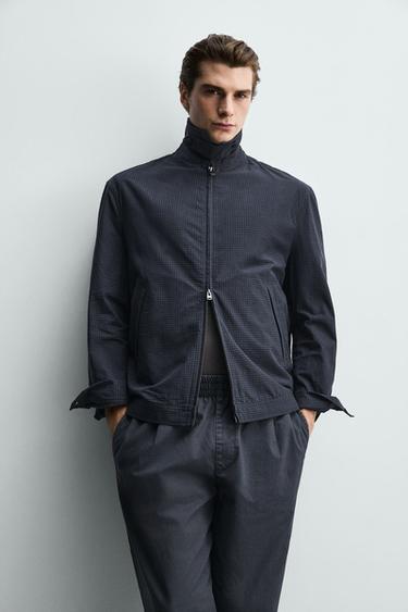 BLOUSON REGULAR FIT À CARREAUX - Bleu marine de Zara - Image 5