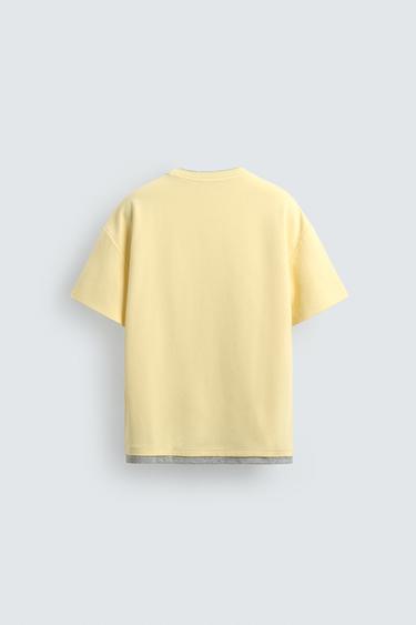 CONTRAST MOCK LAYER T-SHIRT - Light yellow by Zara - Image 7
