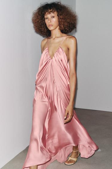 ROBE SATINÉE VOLUME ZW COLLECTION - Rose de Zara - Image 1