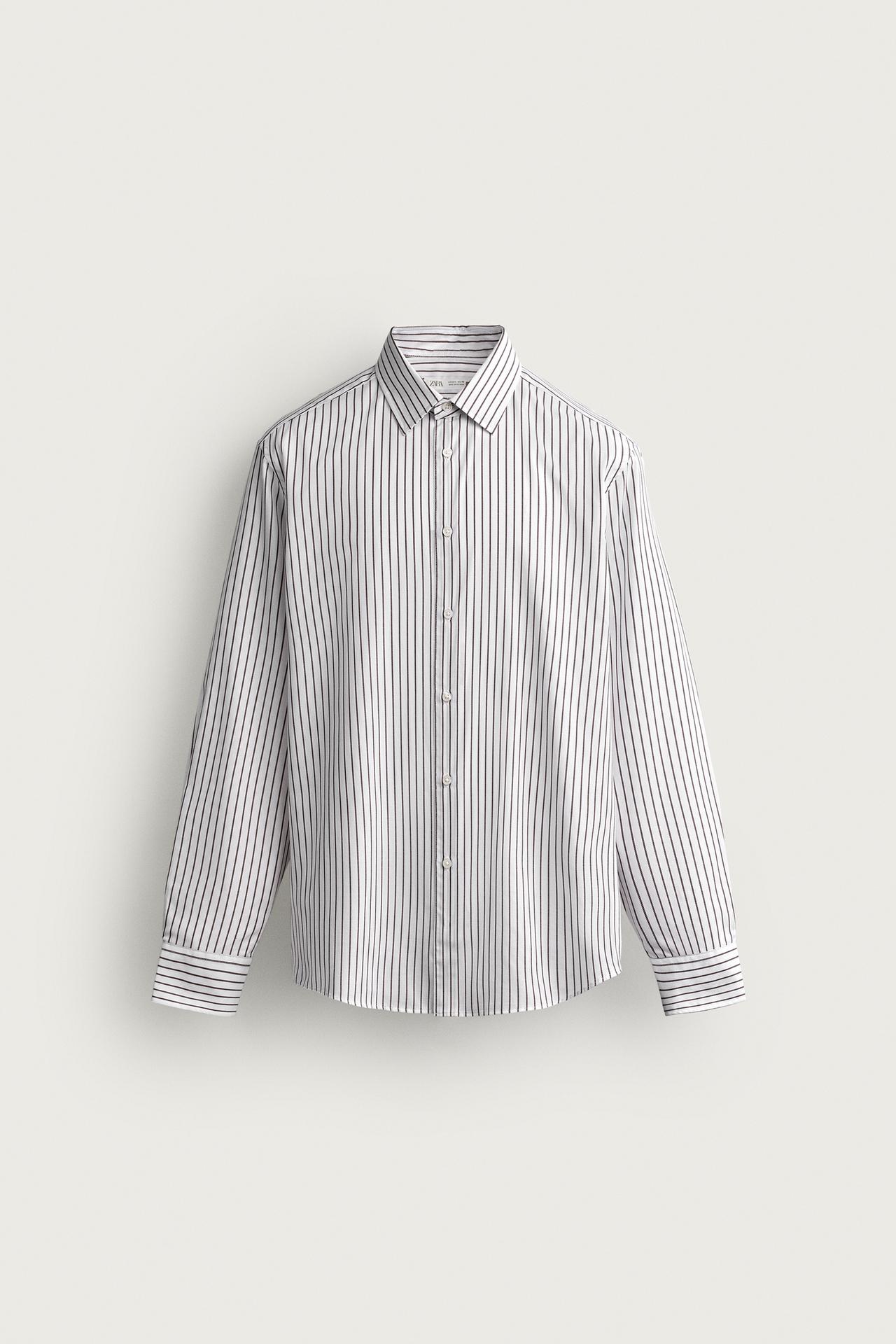 STRUCTURED REGULAR FIT SHIRT — Brown / White