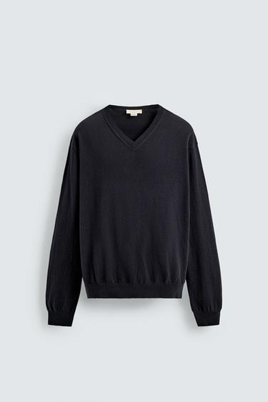 ÁO LEN COTTON - LINEN NHẸ - Màu xanh nước biển từ Zara