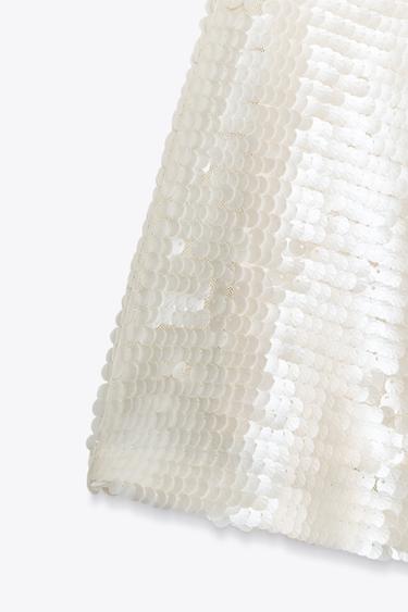 SEQUINNED MINI SKORT - Pearl / Beige by Zara - Image 5