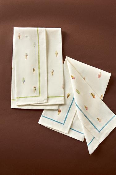 PACK OF COTTON ICE CREAM TEA TOWELS (PACK OF 2) - Bluish by Zara - Image 5