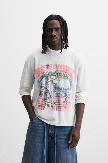 WASHED PRINT T-SHIRT - SILVER UNIVERSE by Zara - Image 1