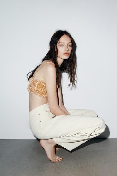 JEANS TRF BAGGY BALLOON MID WAIST - Blanco roto de Zara