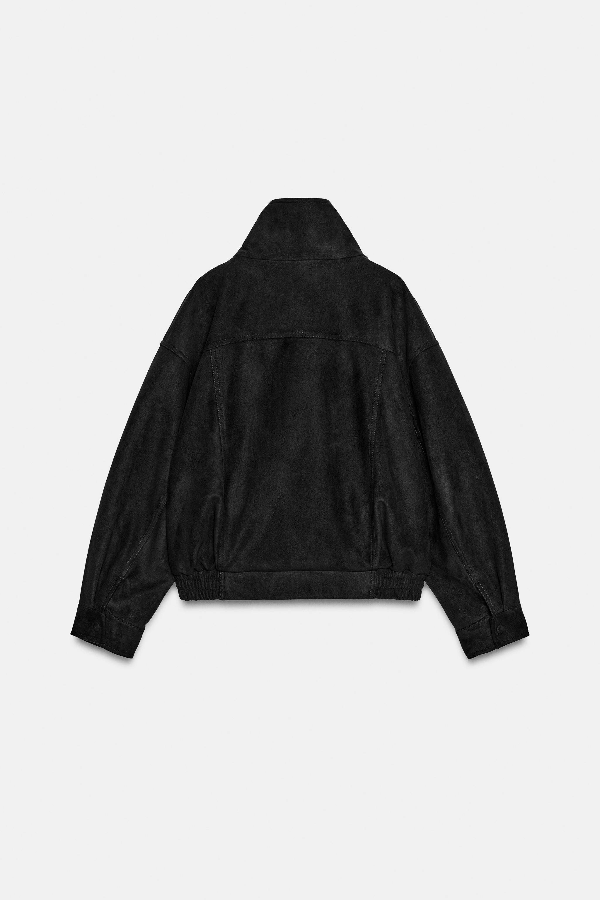 Zara Suni Süet Bomber Ceket görsel 5