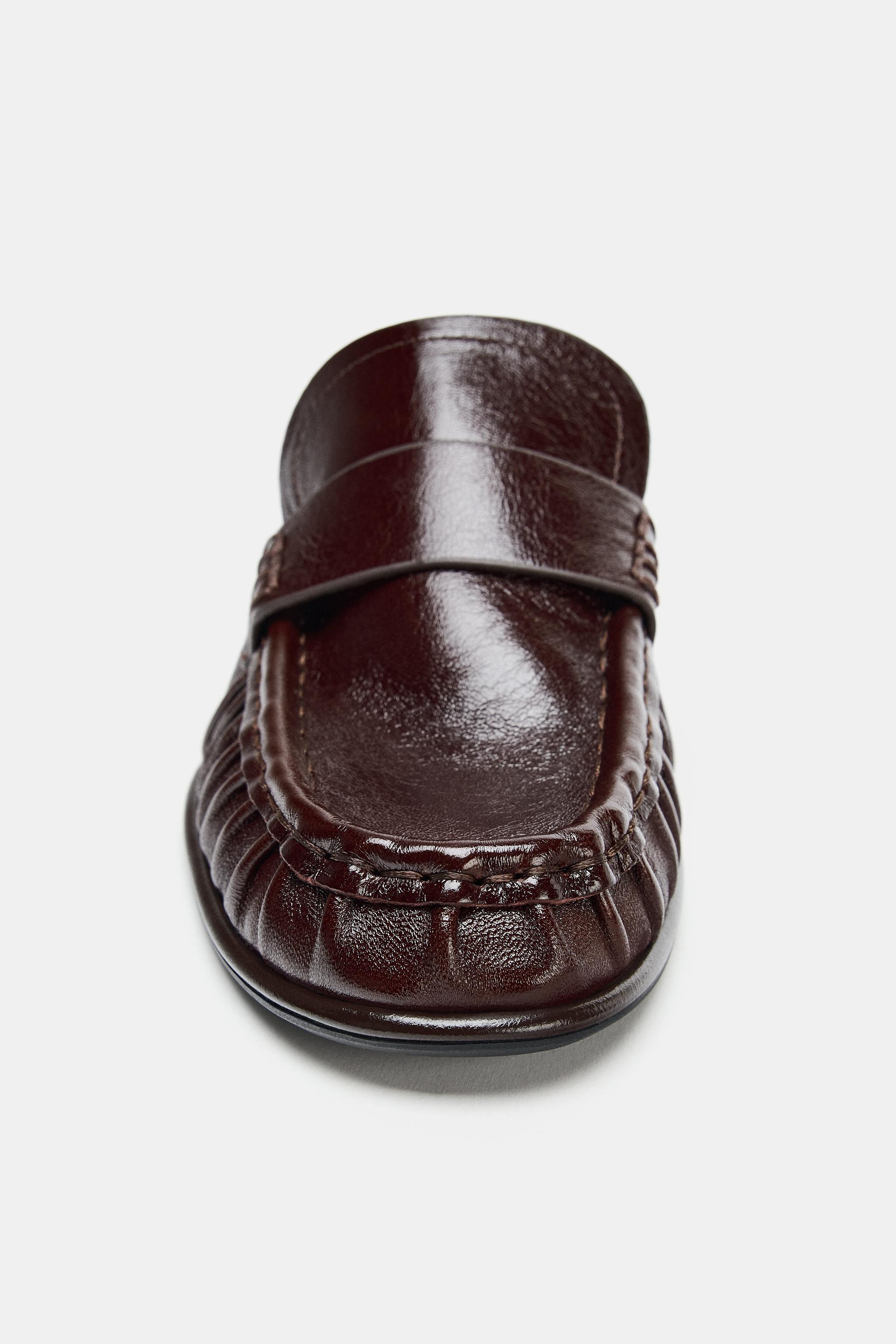 LEATHER SLINGBACK LOAFERS