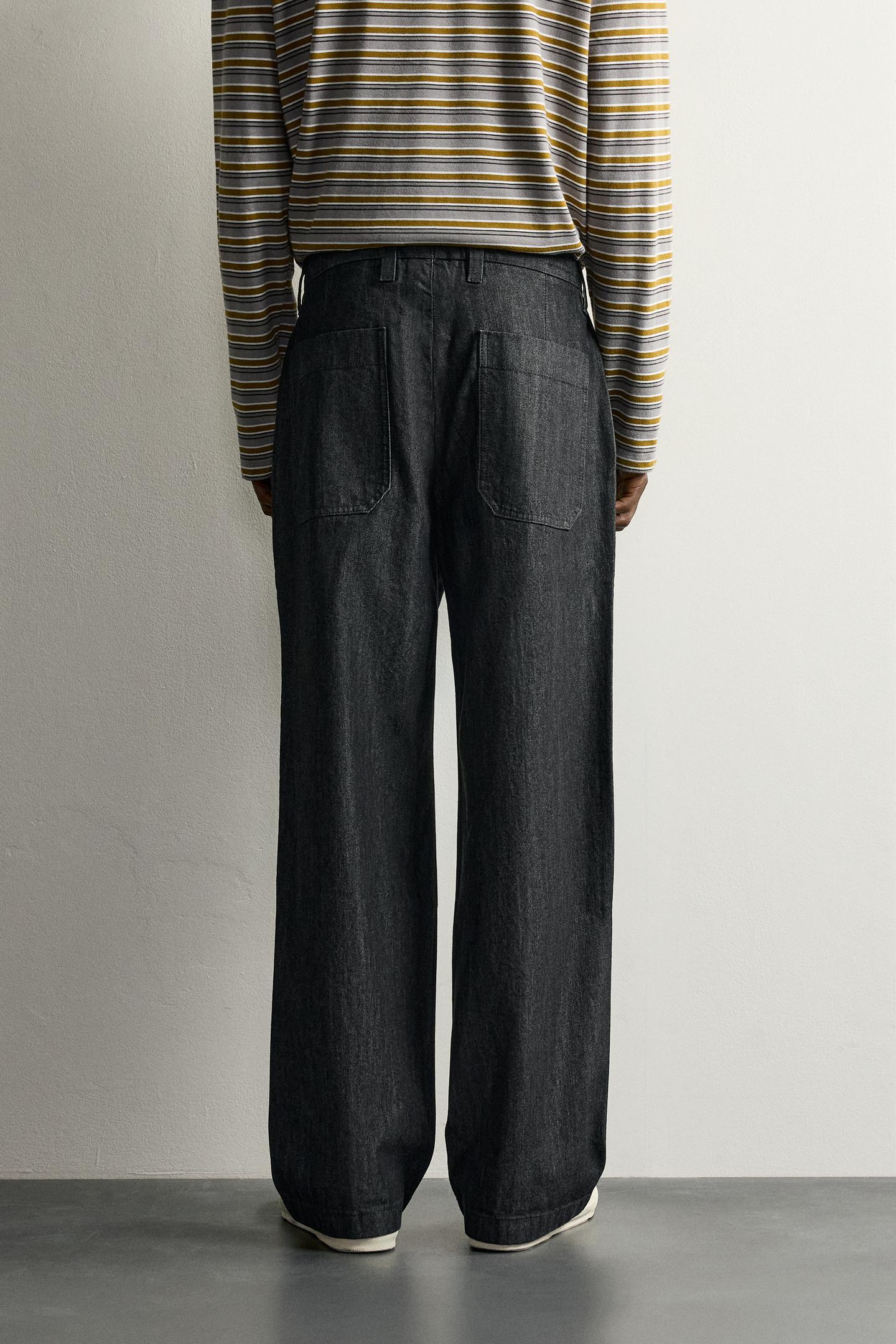 Мужские джинсы Zara Pleated Denim Chino, цвет: Чёрный — фото 2