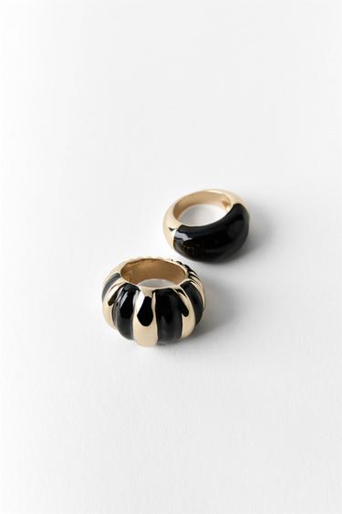 PACK ANÉIS - Preto-ouro da Zara