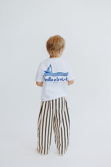 CALÇA BALLOON LISTRADA - Azul-marinho / Branco da Zara