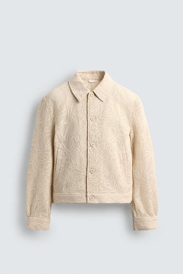 CROCHET TEXTURED JACKET - Ecru by Zara - Image 6