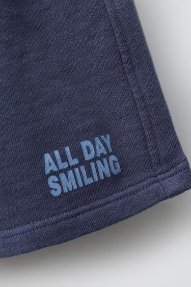 BERMUDA EN MOLLETON AVEC INSCRIPTION - Bleu moyen de Zara - Image 3