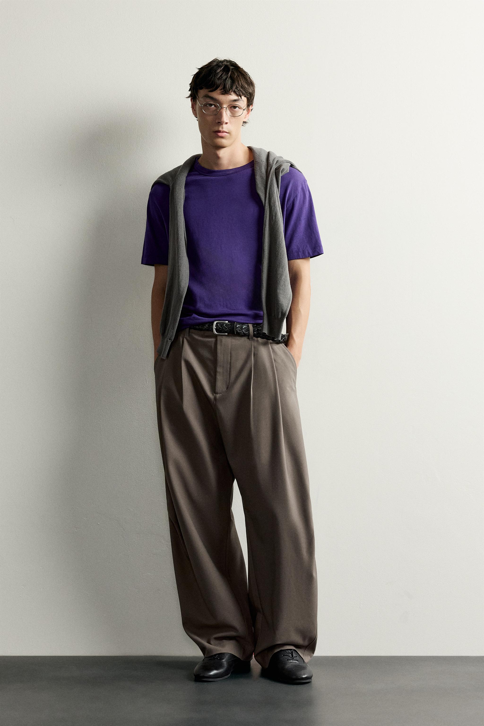 パンツ ^_^ リラックスフィットプリーツパンツ - ブラウン | ZARA Japan / 日本